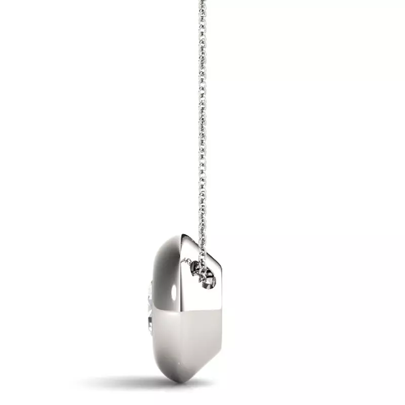 14K White Gold Round Diamond Solitaire Wide Bezel Pendant (3/4 ct. tw.)